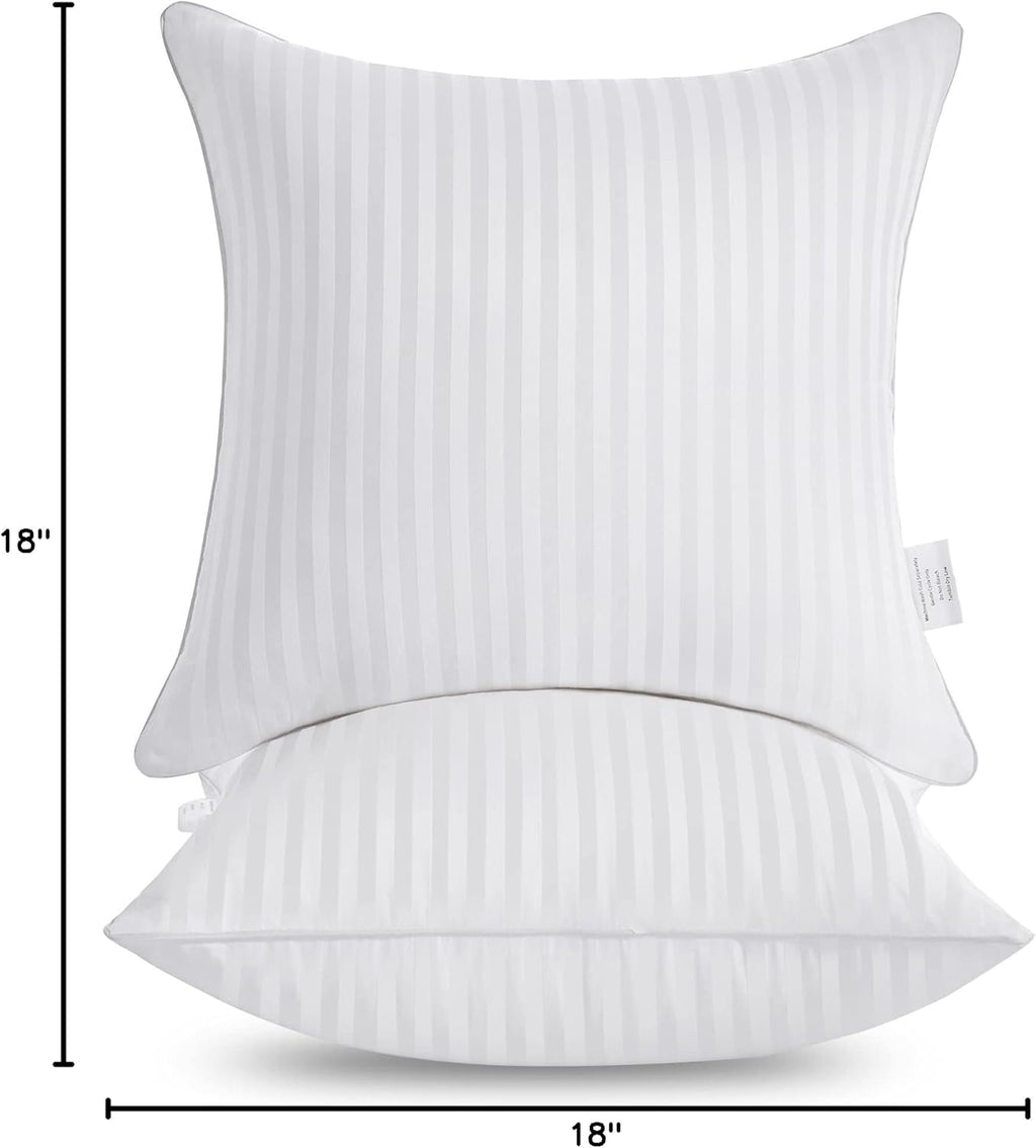 Oubonun Throw Pillow Inserts - Firm & Fluffy Decorative Cushions for Couch & Bed | 18x18 Inches, White, Pack of 2