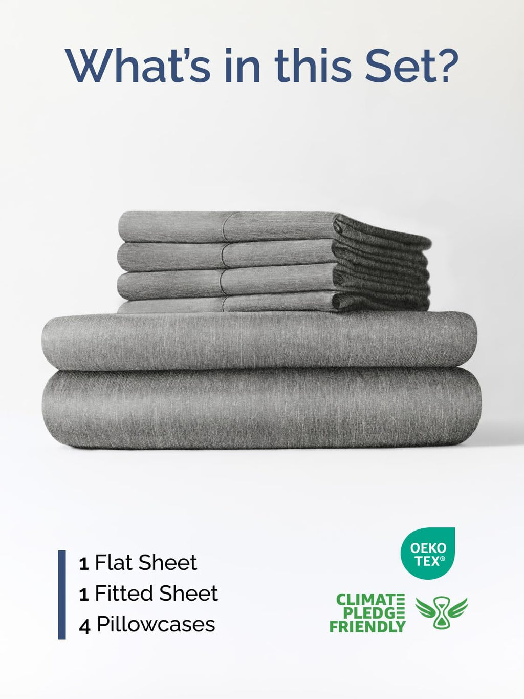 Skiennix Extra Deep King Sheet Set - 6 Piece Breathable Cooling Bedding - Soft Wrinkle-Free Heathered Grey