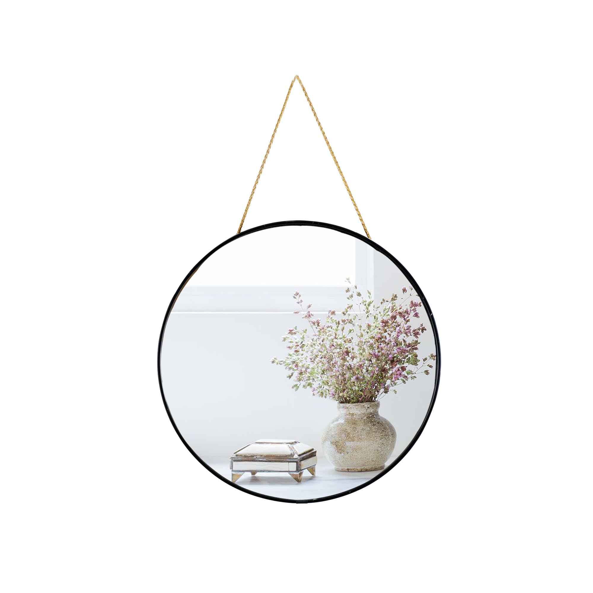 YCHMIR Small Round Wall Mirror,Bathroom Mirror (Black, 11.8 in.)