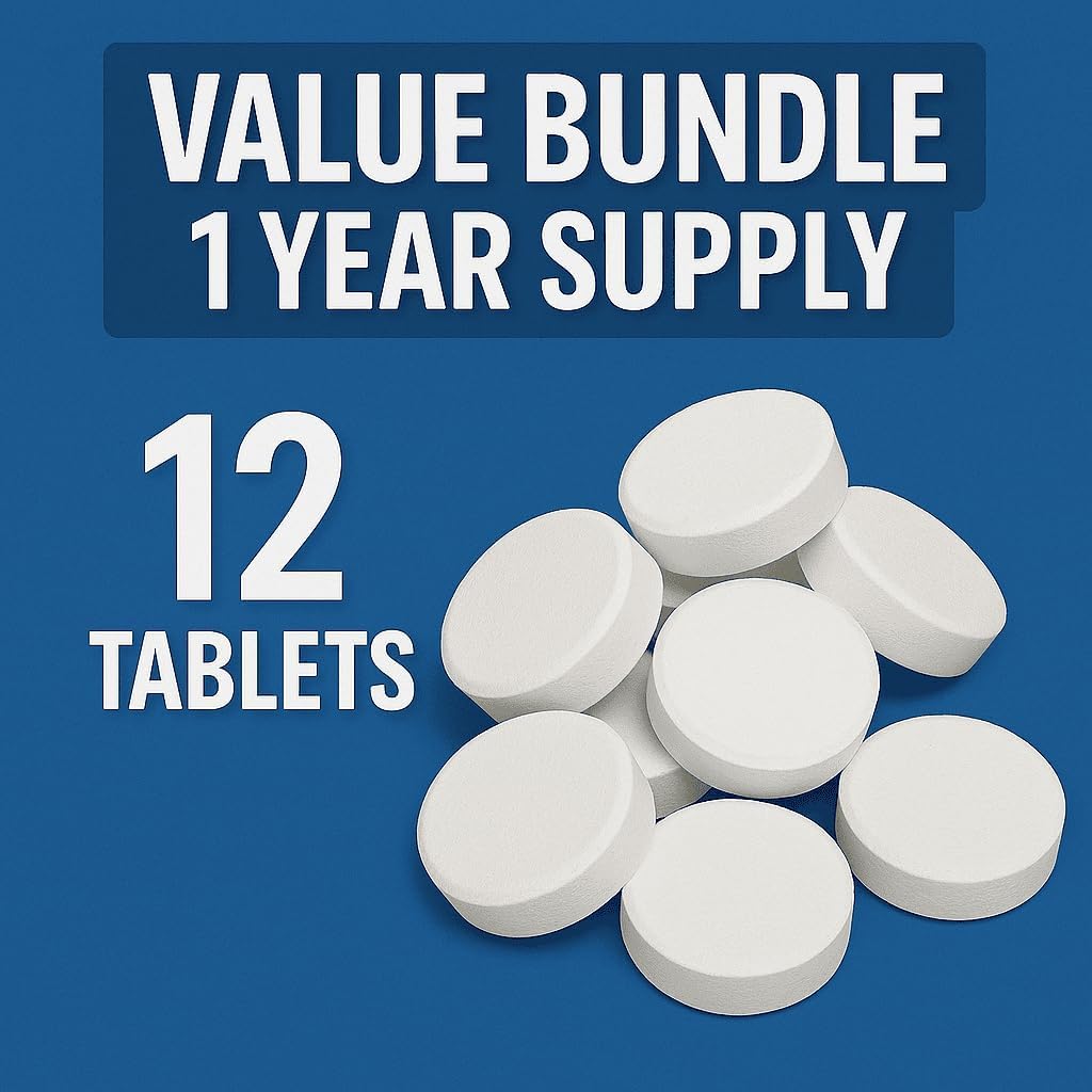 Skiennix Jetted Tub Cleaner Tablets - 12 Active Cleaning Tabs for Whirlpool & Spa Baths | Septic Safe