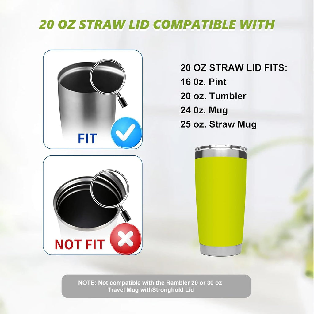 YETI 20 oz Tumbler Replacement Straw Lids - BPA Free, Shatter-Proof, 2 Pack for Pint & Travel Mugs
