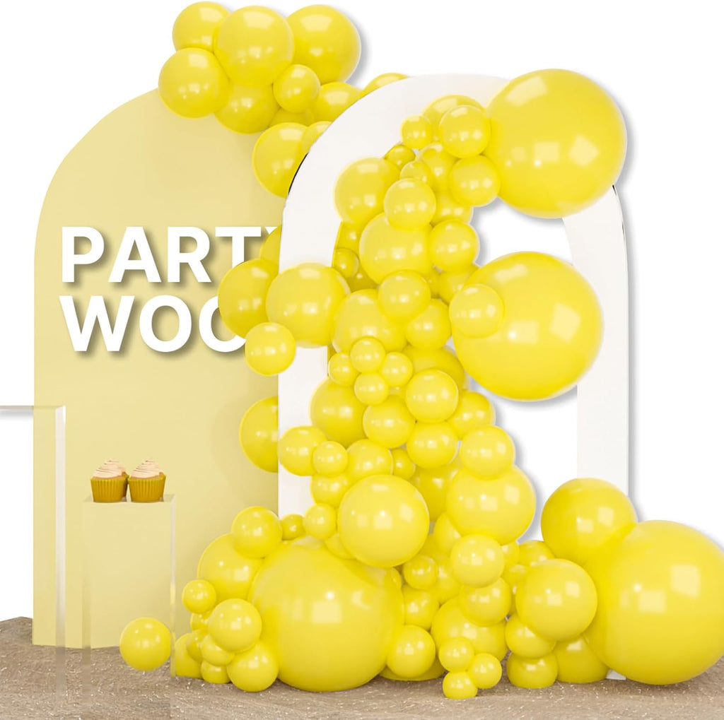 PartyWoo Yellow Balloons - 155-Piece Matte Latex Balloon Arch Kit for Celebrations | Various Sizes 5-18 Inch