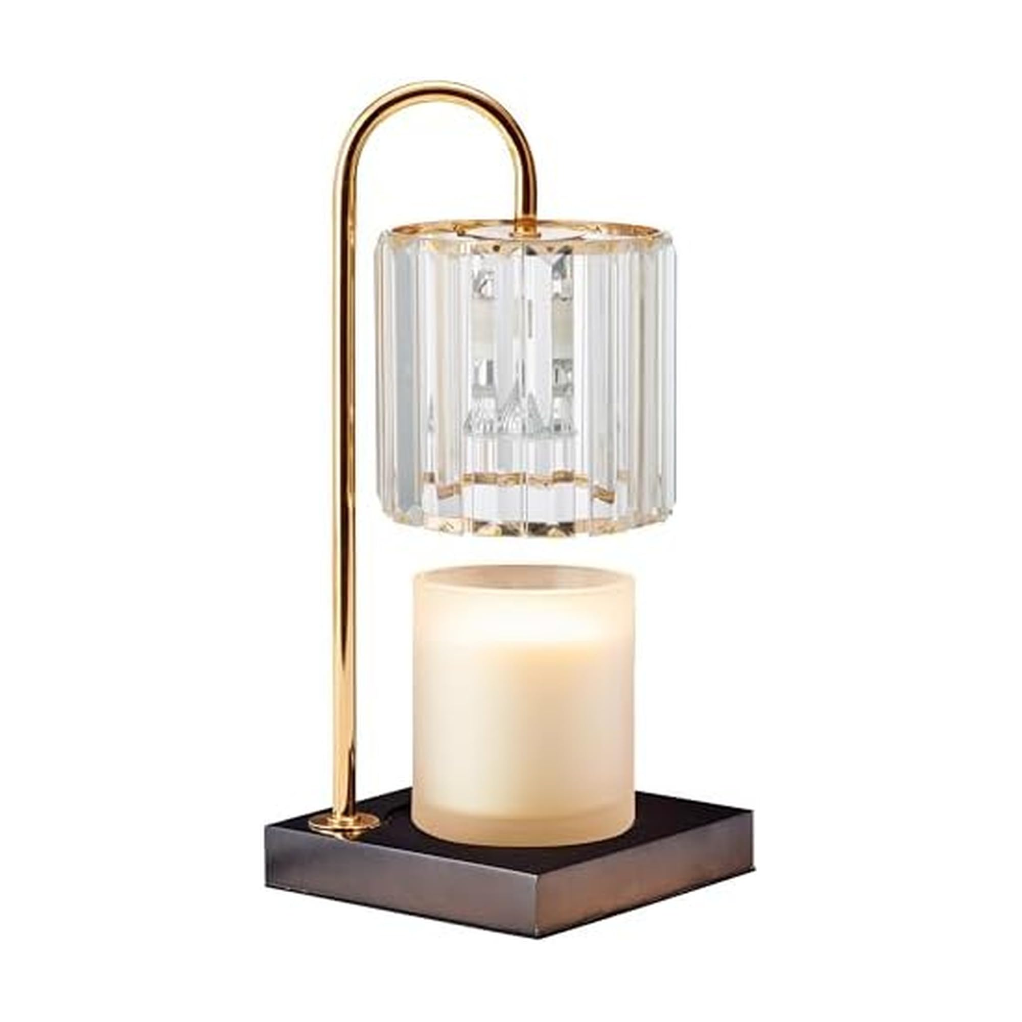 Mikasa 13.8 Inch Clear Glass Shade Electric Candle Warmer with Wood Base - Flameless Candle Melter for Home Decor, Safe Fragrance Diffuser Lamp, Fits Jar Candles Up to 4 Inches, 50W Halogen Bulb