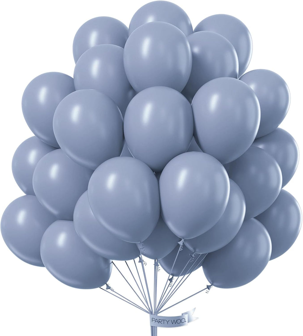 PartyWoo Dusty Blue Balloons - 50pcs 12 Inch Latex Helium Balloons for Baby Shower & Birthday Decor