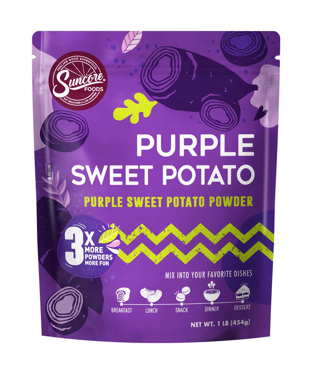 Suncore Foods Purple Sweet Potato Powder, Purple Food Coloring Powder, Gluten-Free, Non-GMO, 16oz, 1 Pack