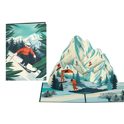 Lovepop Everyday Pop-Up Card for Her and Him - 3D Greeting Cards for Boys, Girls, Men, Women - Mountain Ski Adventure - 5" x 7" Card - Blank Notecard & Envelope Included