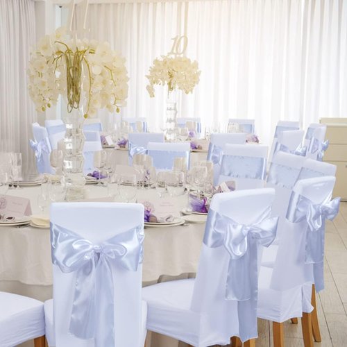 Babenest Satin Chair Sashes - 30 Pcs Upgraded Chair Ribbons & Bows for Weddings & Events | White