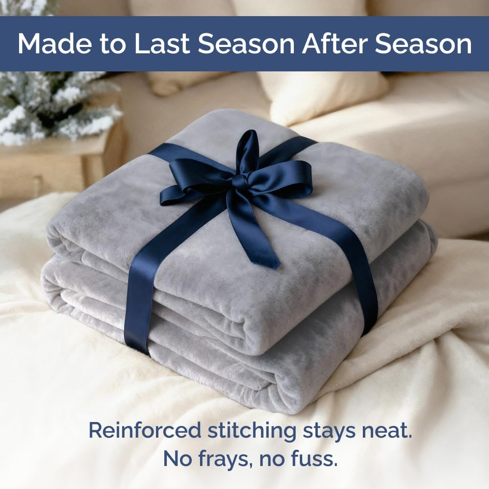 Ultra Soft Fleece Blanket | Queen Size Flannel Luxury - Lightweight, Warm & Breathable Grey Bedding