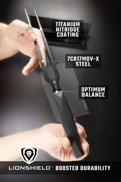 Dalstrong Meat Fork - 8.5 inch - Shadow Black Series - Black Titanium Nitride Coated - High Carbon 7CR17MOV-X Steel - Barbecue Carving Fork - Kitchen Utensils - Two Pronged Fork - NSF Certified