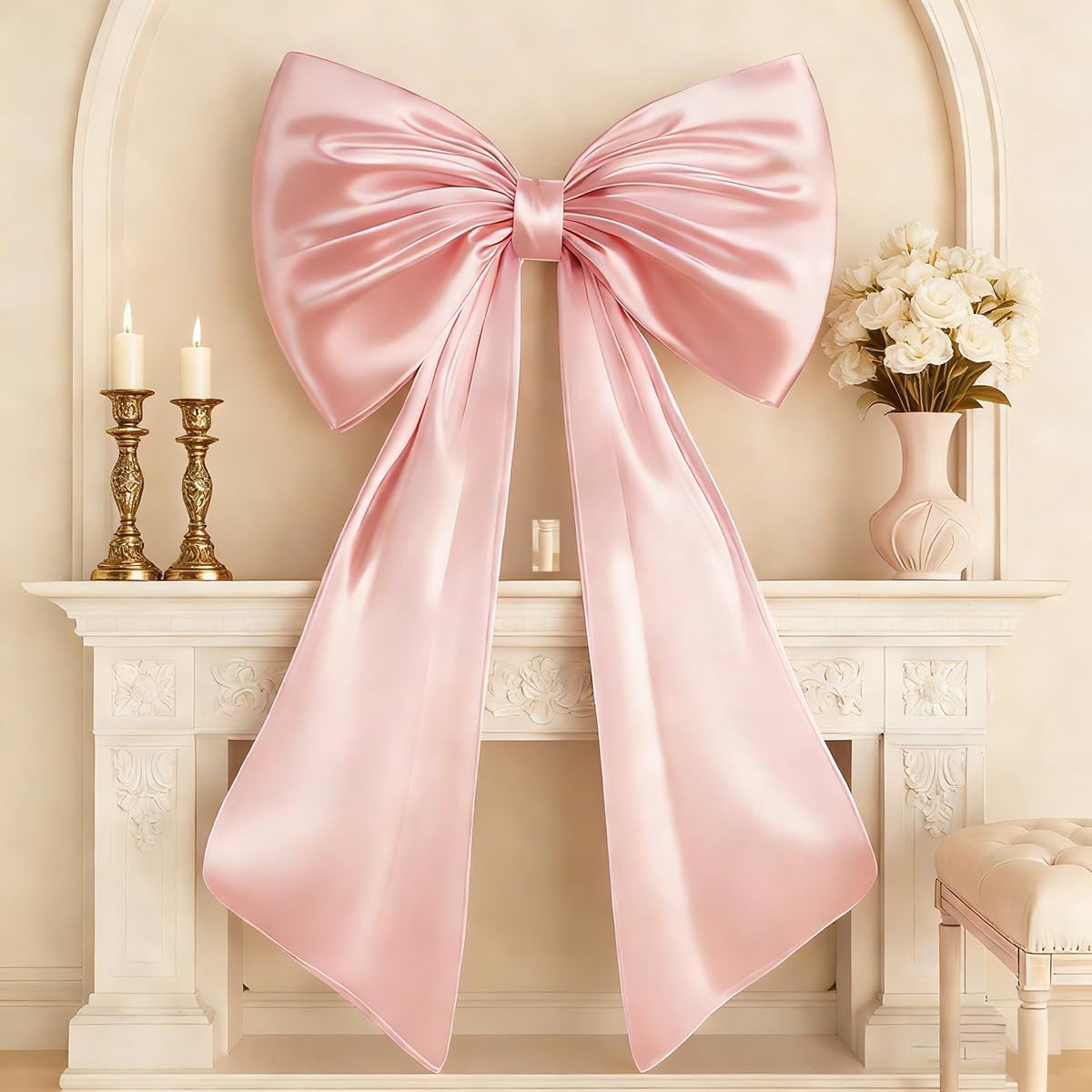 Skiennix Large Pink Bow Decor - 3D Design with Hidden Lining for Coquette Bedroom Wall | Party & Christmas Supplies (1 PCS)