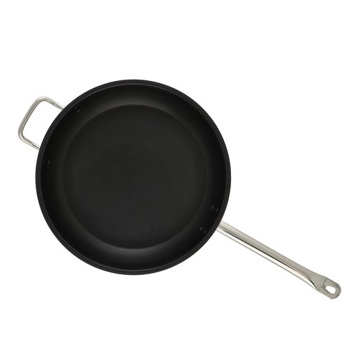 Winco Commercial-Grade Stainless Steel Fry Pan with Helper Handle, Non-Stick, 14"