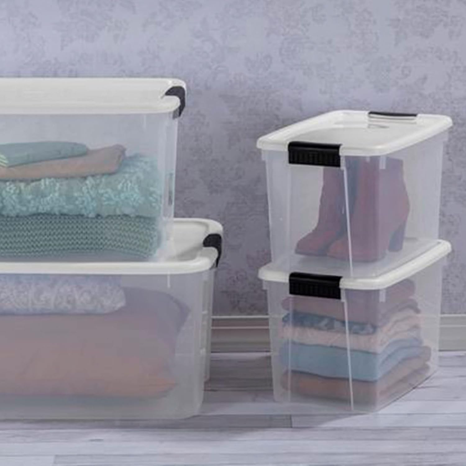 Sterilite 18-Pack Ultra Latching Storage Bins - Clear Plastic 30 Quart Organizing Containers for Home & Office