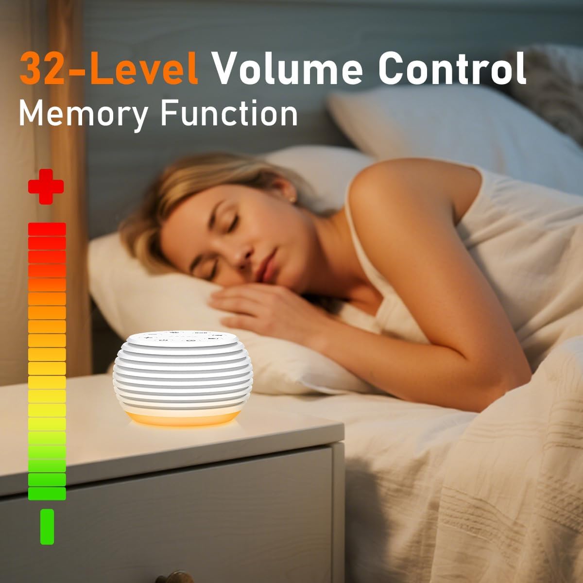 SleeZOO Portable Sound Machine - 30 Soothing Sounds, 32 Volume Levels, Rechargeable for Home & Travel