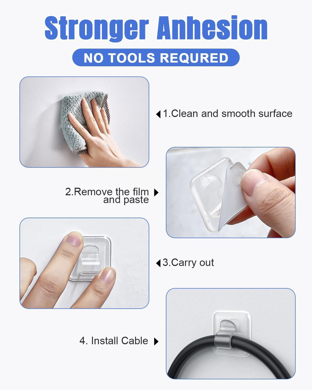 LZC Outdoor String Light Clips - 20 Pack Heavy-Duty Waterproof Adhesive Holders | Clear Rectangle Design