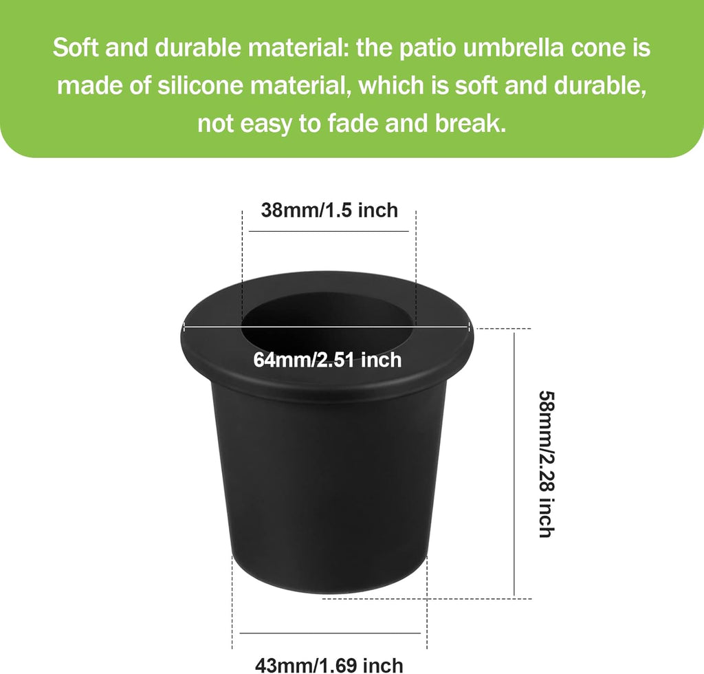Outus Umbrella Stabilizer Sleeve - Fits 2 to 2.5 Inch Patio Table Holes & 1.5 Inch Umbrella Poles | Black, 2 Pack