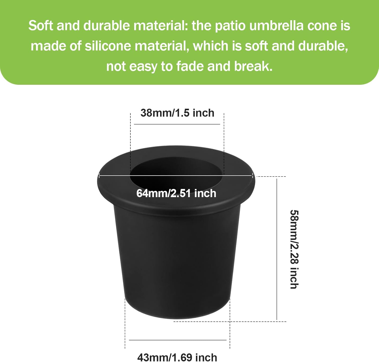 Outus Umbrella Stabilizer Sleeve - Fits 2 to 2.5 Inch Patio Table Holes & 1.5 Inch Umbrella Poles | Black, 2 Pack