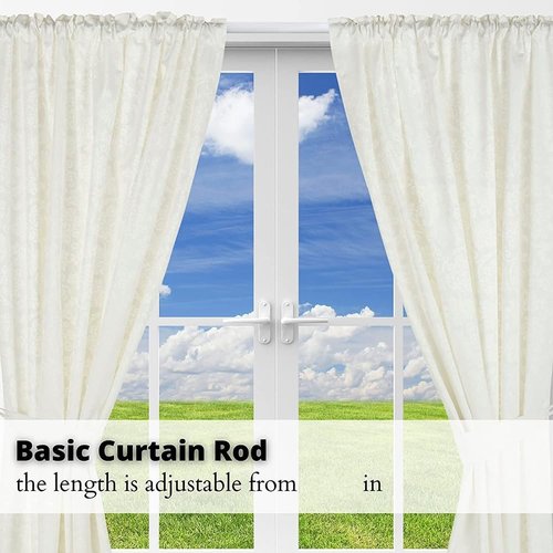 Blu-Pier Tech Heavy Duty Curtain Rod - Adjustable 28 to 48-Inch Width, White | Pack of 2 with Hardware Included
