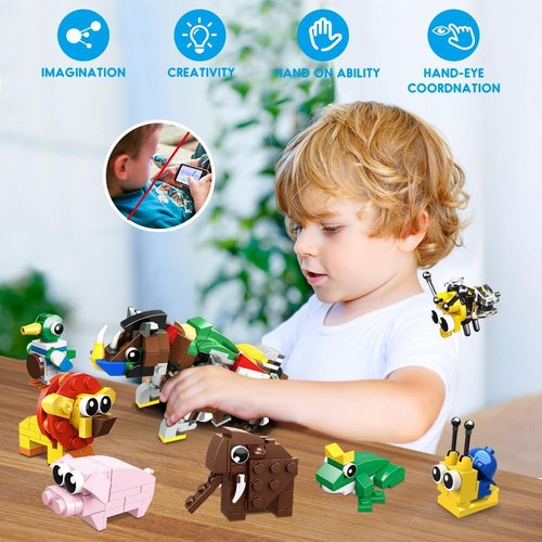 HOGOKIDS 30 Packs Party Favors - 867PCS Animal Building Blocks Set for Kids' Easter Gifts & Goodie Bags