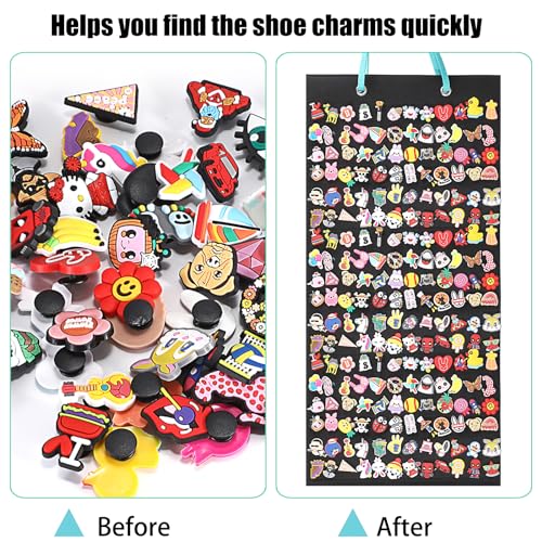 JUXYES Shoe Charms Organizer, Wall Hanging Felt Display Holder - Black