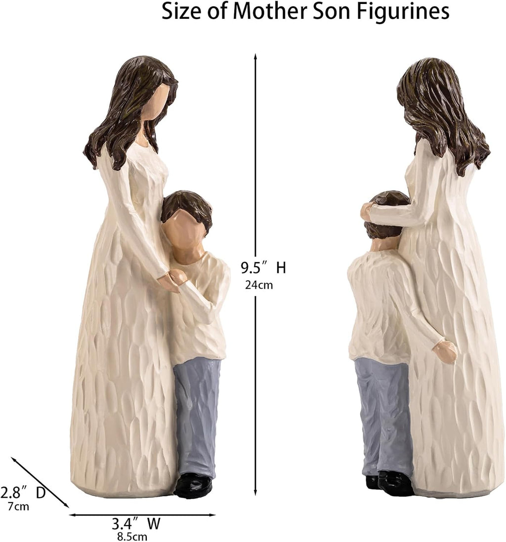 Regine Switzerland Mother and Son Figurines - Hand-Painted Family Sculpture Gift | 9.5" H for Birthdays & Holidays