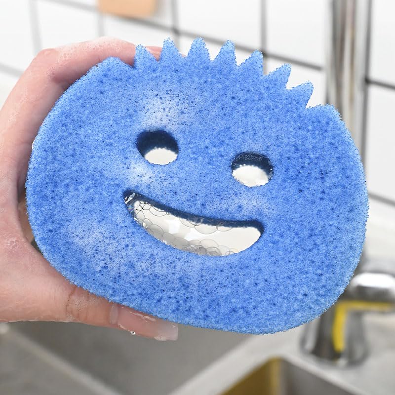 3-Piece Multi-Purpose Thermosensitive Cleaning Sponges with Suction Holder