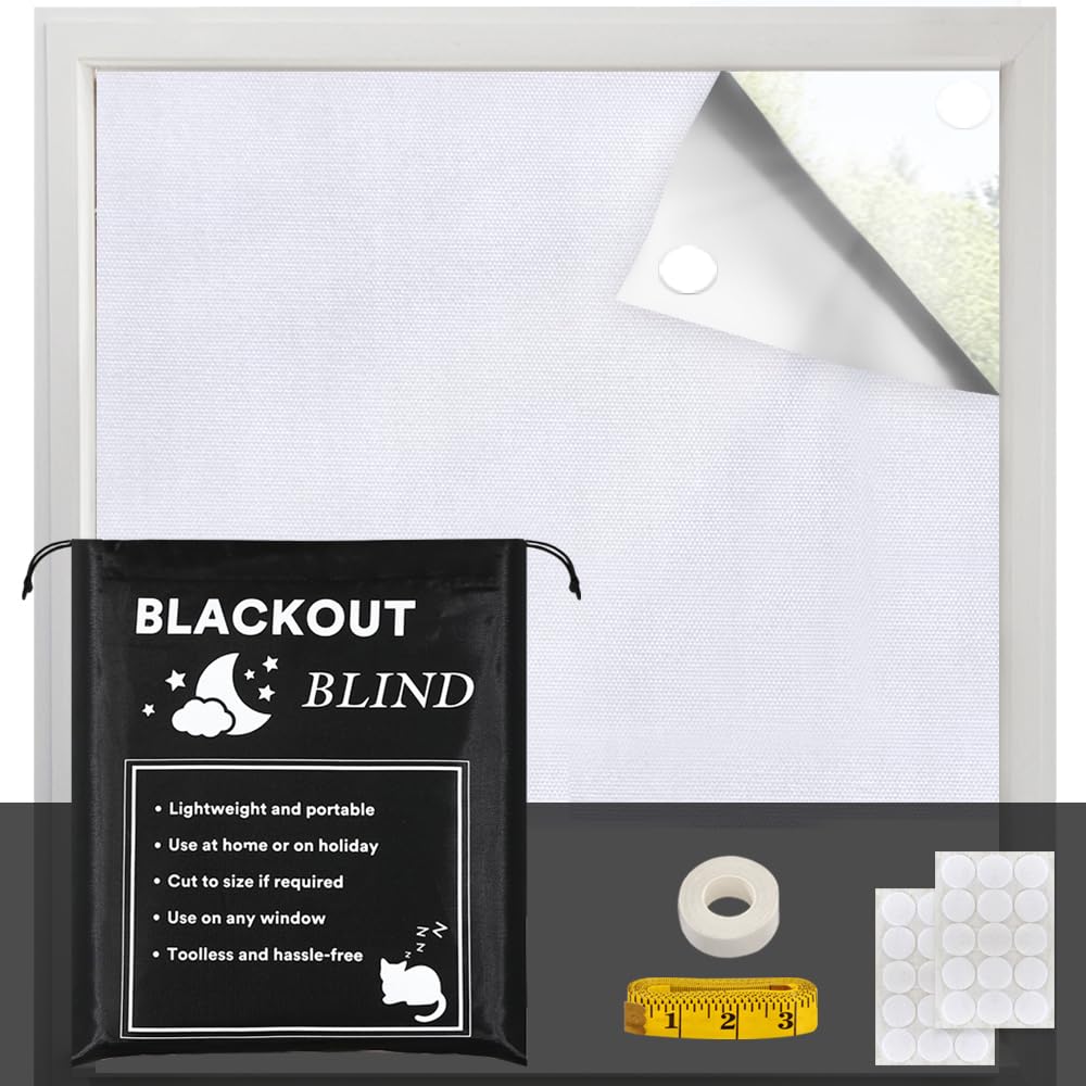 H.VERSAILTEX Portable Blackout Curtains for Bedroom 80" x 67", 100% Blackout Blind Curtain for Window No Drill Blackout Roller Shades with Thermal Insulated for Living Room Cut to Any Size, Black