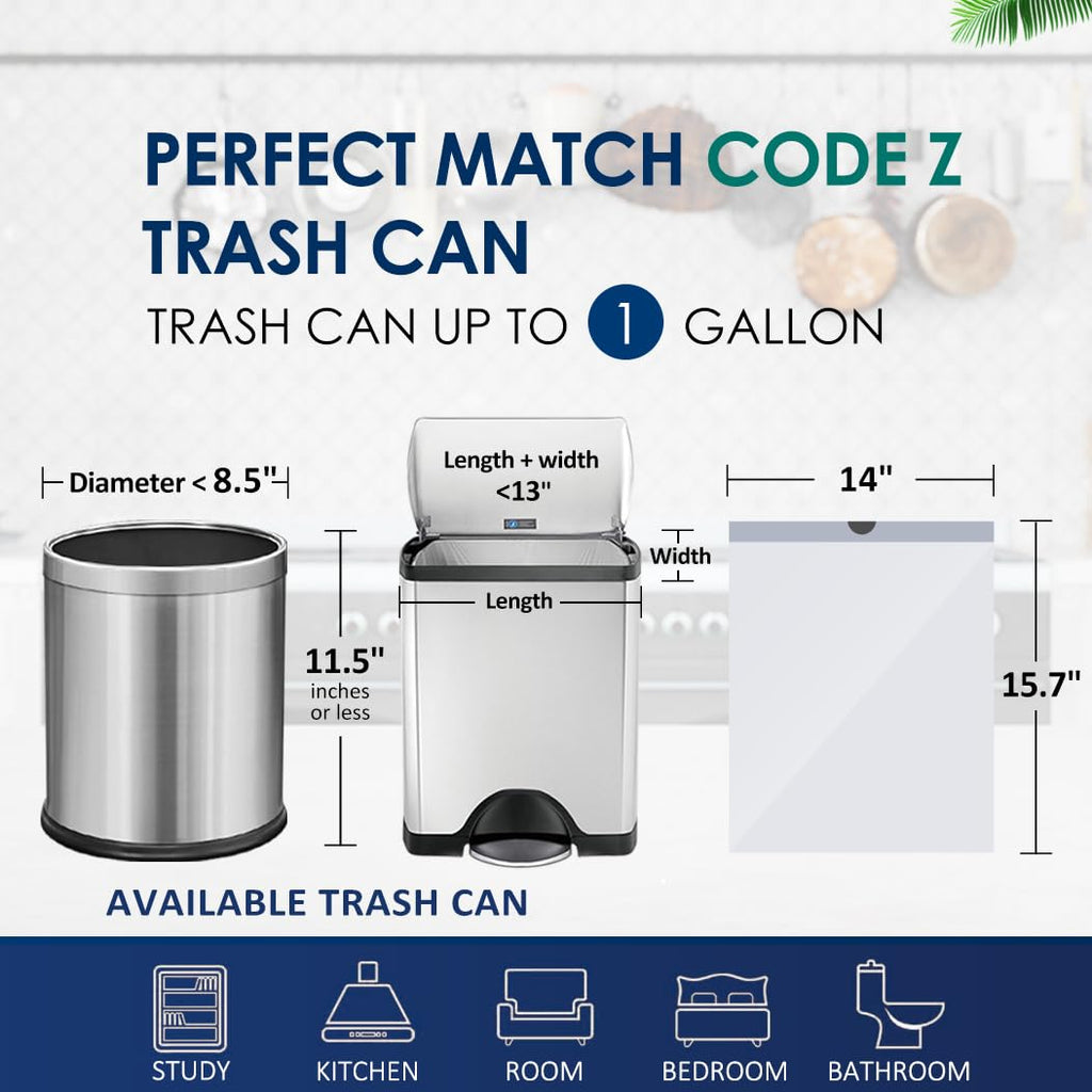 1 Gallon 100 Counts Mini Strong Drawstring Trash Bags Garbage Bags by RayPard, fit 3-4 Liter Small Trash Can, Tiny Waste Basket Liners for Home Office Bathroom Bedroom Car, White
