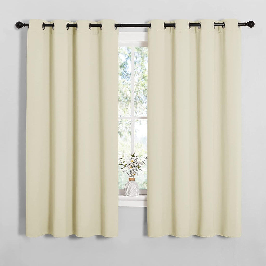 NICETOWN Room Darkening Curtain Panels - Thermal Insulated Grommet Drapes for Windows | Beige, 2 Panels, W55 x L68-Inch