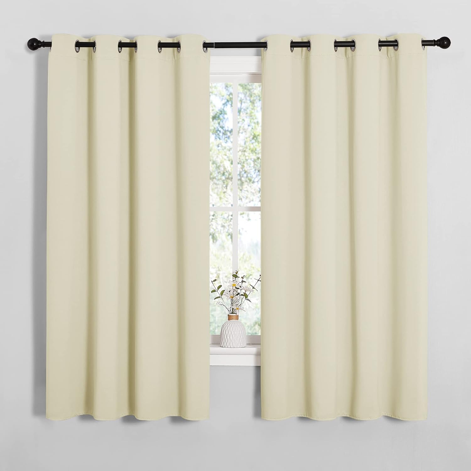 NICETOWN Room Darkening Curtain Panels - Thermal Insulated Grommet Drapes for Windows | Beige, 2 Panels, W55 x L68-Inch