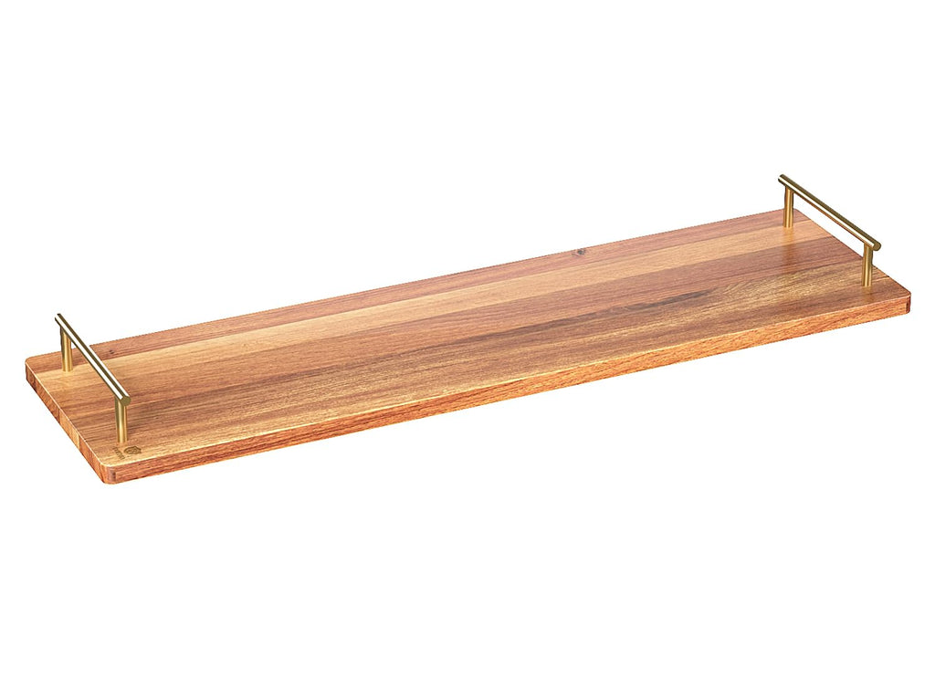 Dofira Large Charcuterie Board with Metal Handles – 32" Acacia Wood Serving Board for Cheese, Meat & Appetizers – Extra Long Kitchen Platter for Gatherings, BBQ & Home Decor