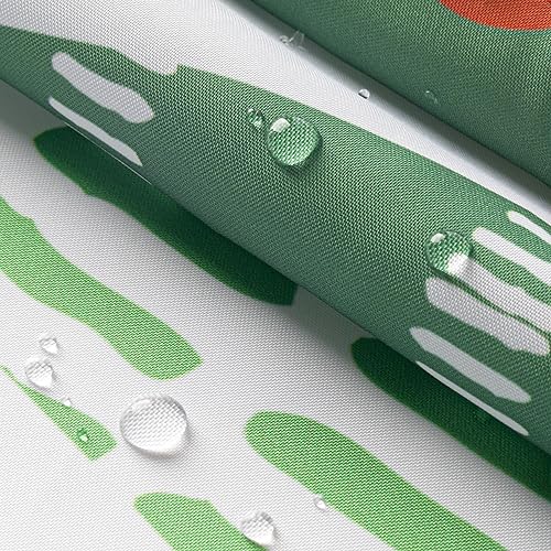 Sunlit Geometric Christmas Tree Shower Curtain, 71x71 Inch Red/Green Xmas Bath