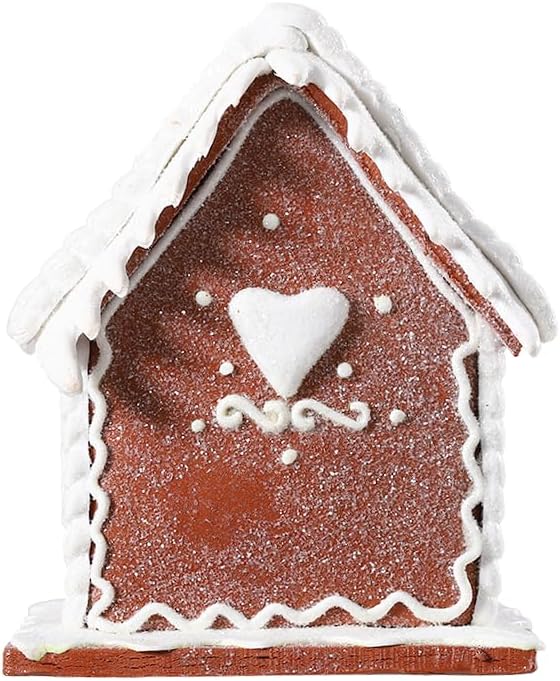 Regine Switzerland Gingerbread House Christmas Decoration - LED Light Clay Dough Design for Holiday Tabletop Decor