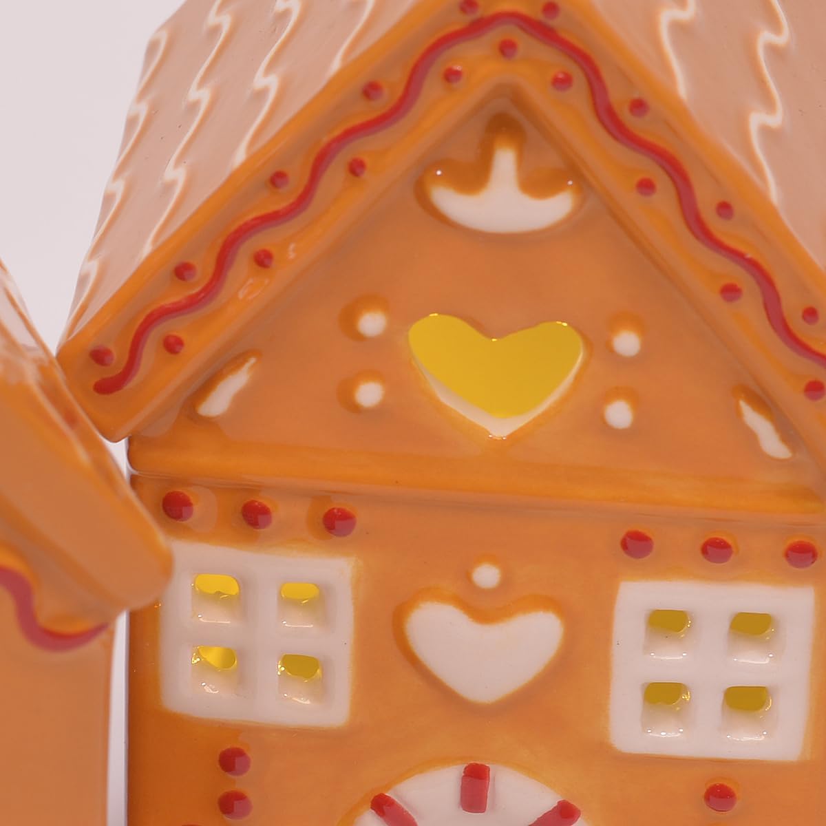 Mark Feldstein & Associates Gingerbread Village Houses - LED Lit Ceramic Set of 4, 4 Inch