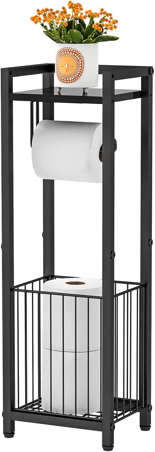 Skiennix Narrow Side Toilet Paper Holder - Freestanding Storage Rack for Small Spaces | Bathroom Tissue Organizer