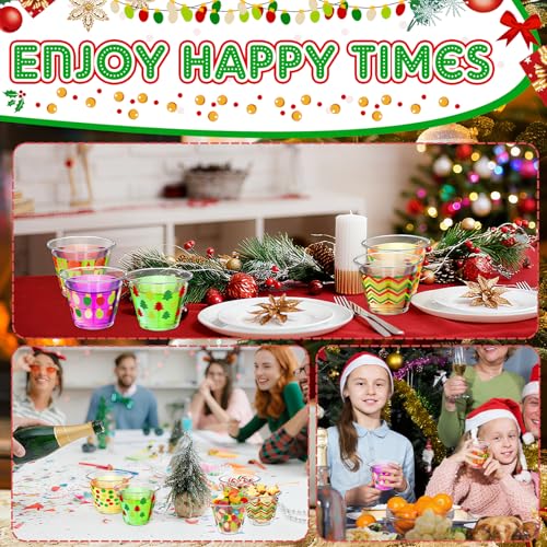 Christmas Theme Disposable Plastic Cups 9 oz - 100 Pack, Classic Style