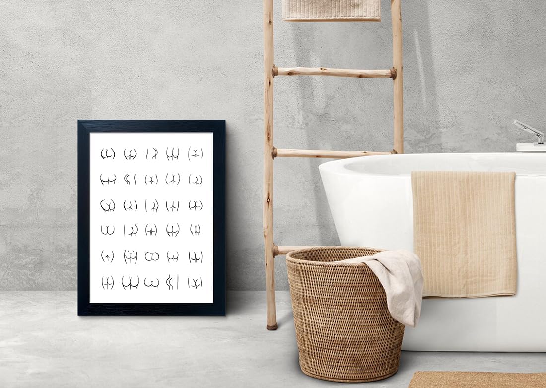 Regine Switzerland Black and White Bathroom Wall Art - Framed Funny Decor Canvas Print