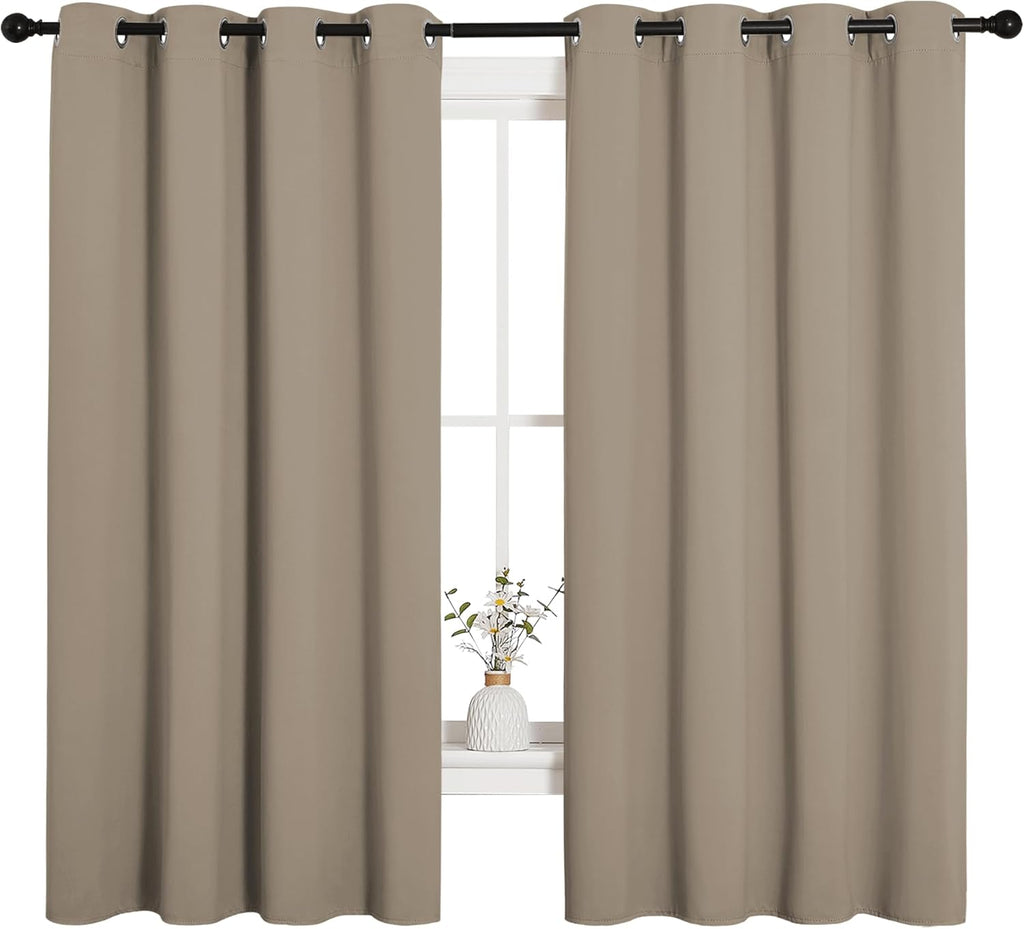 NICETOWN Blackout Curtain Panels - Thermal Insulated Draperies, Solid Grommet Design | Taupe, 55x68 Inches (1 Pair)