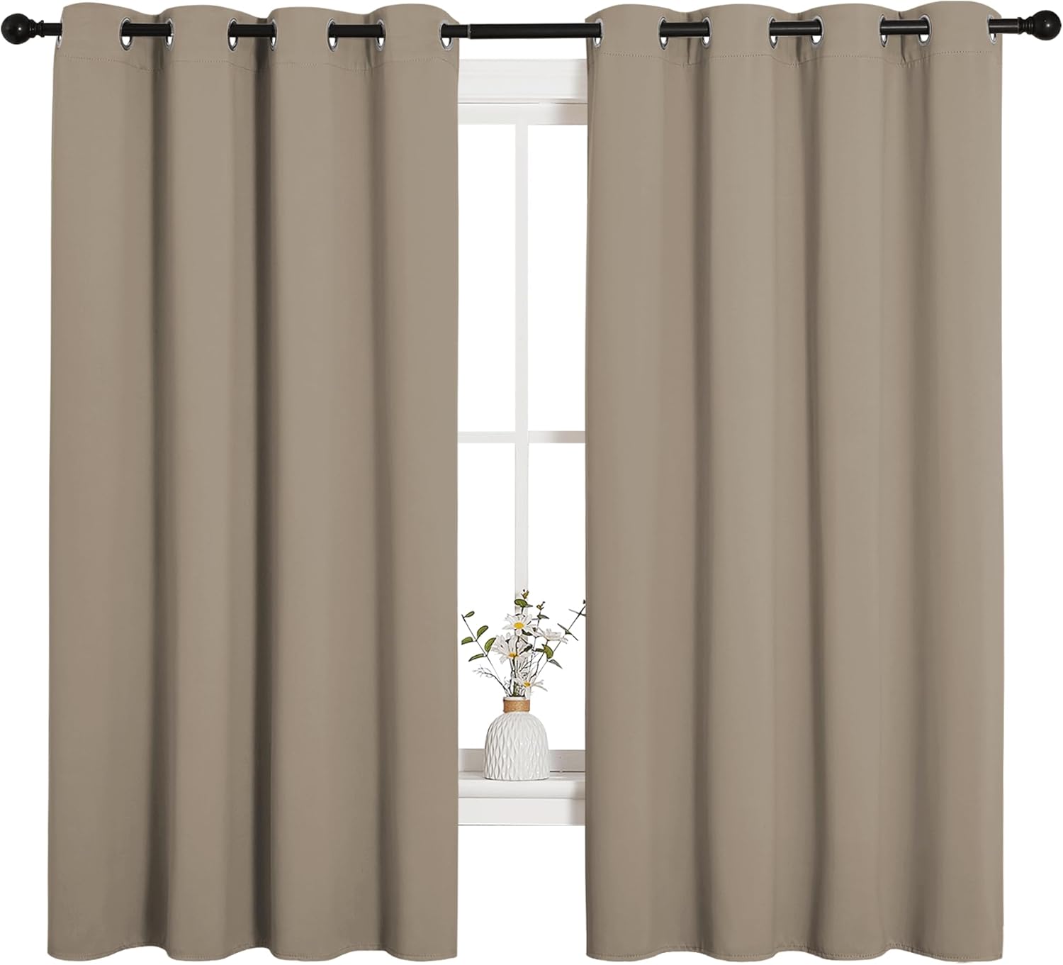 NICETOWN Blackout Curtain Panels - Thermal Insulated Draperies, Solid Grommet Design | Taupe, 55x68 Inches (1 Pair)
