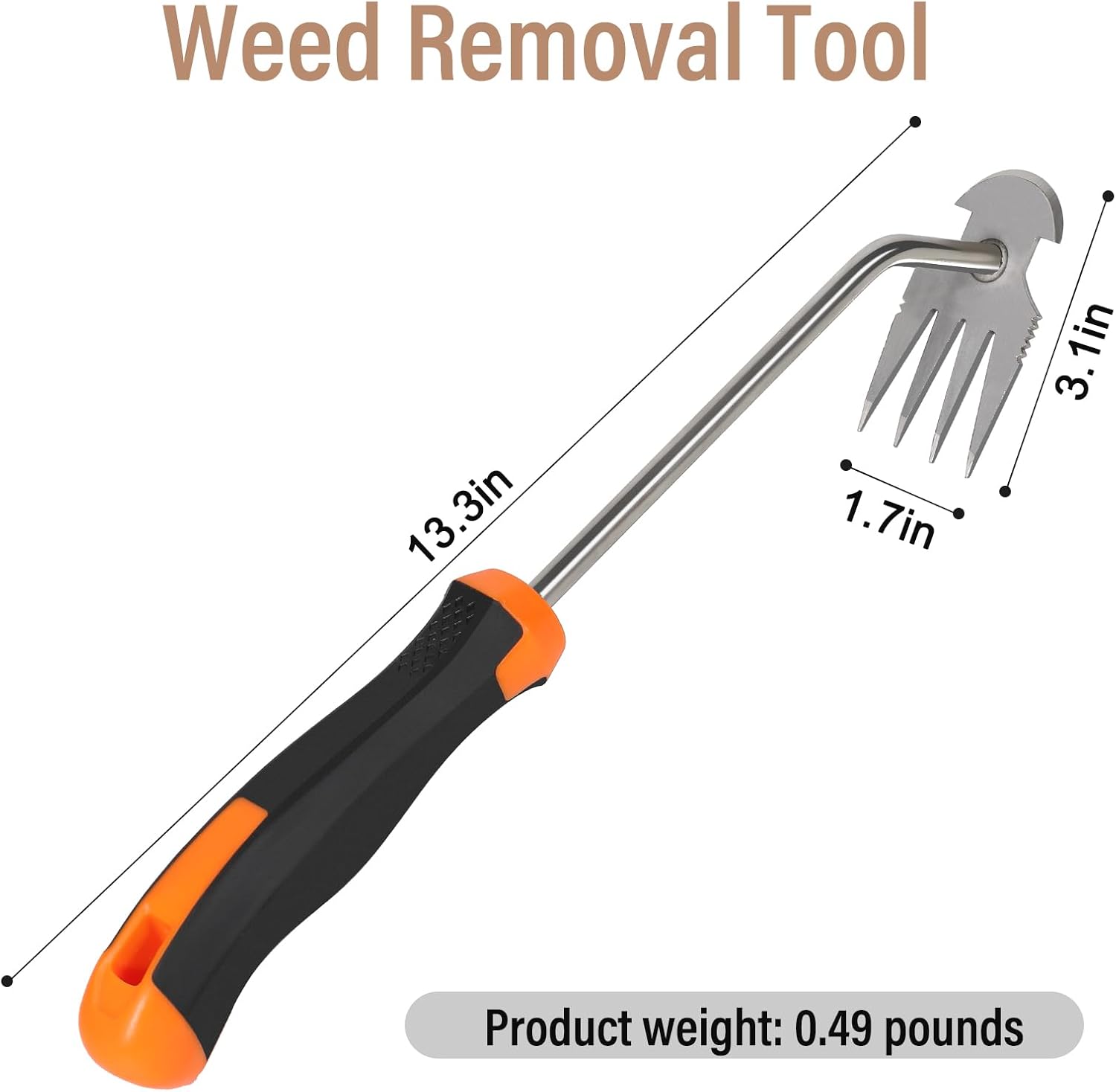 SIXCAR Weed Remover Tool - Portable Garden Weeder with Rubber Handle for Easy Uprooting & Planting