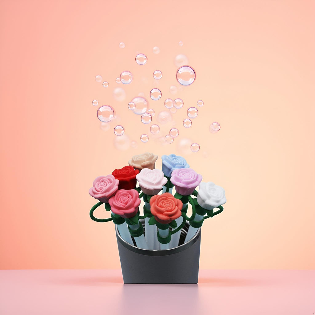 9 Pcs Silicone Rose Straw Cover Cap for Stanley Cup, Flower Straw Toppers Compatible with 6-10mm Drinking Straw, for Stanley Cup for Women Valentine's Gift