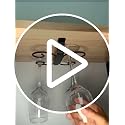 GeLive 9-Inch Black Under Cabinet Wine Glass Holder with 4 Hooks