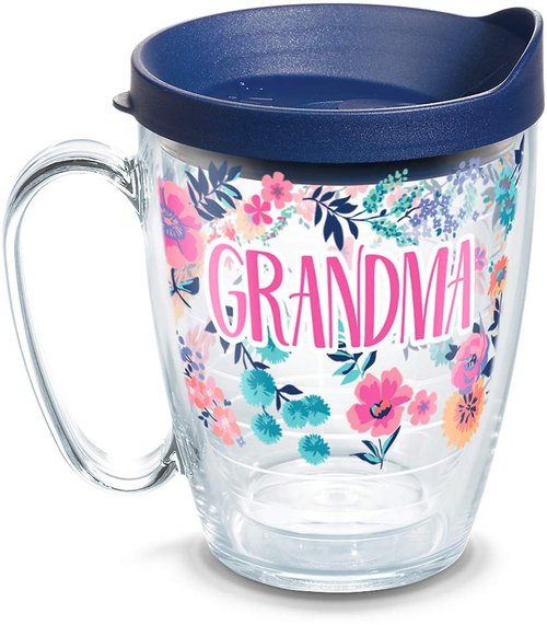 Tervis Made in USA Double Walled Dainty Floral Mother's Day Insulated Tumbler Cup Keeps Drinks Cold & Hot, 16oz Mug, Grandma