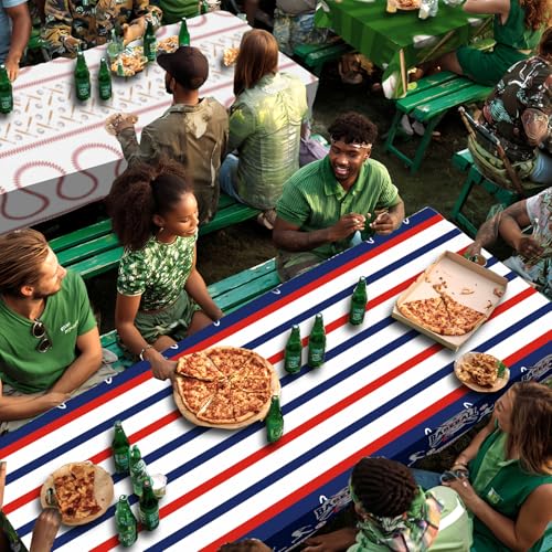 OQOQ Baseball Party Decorations Tablecloth Set - 3 Packs, 108x54 Inches
