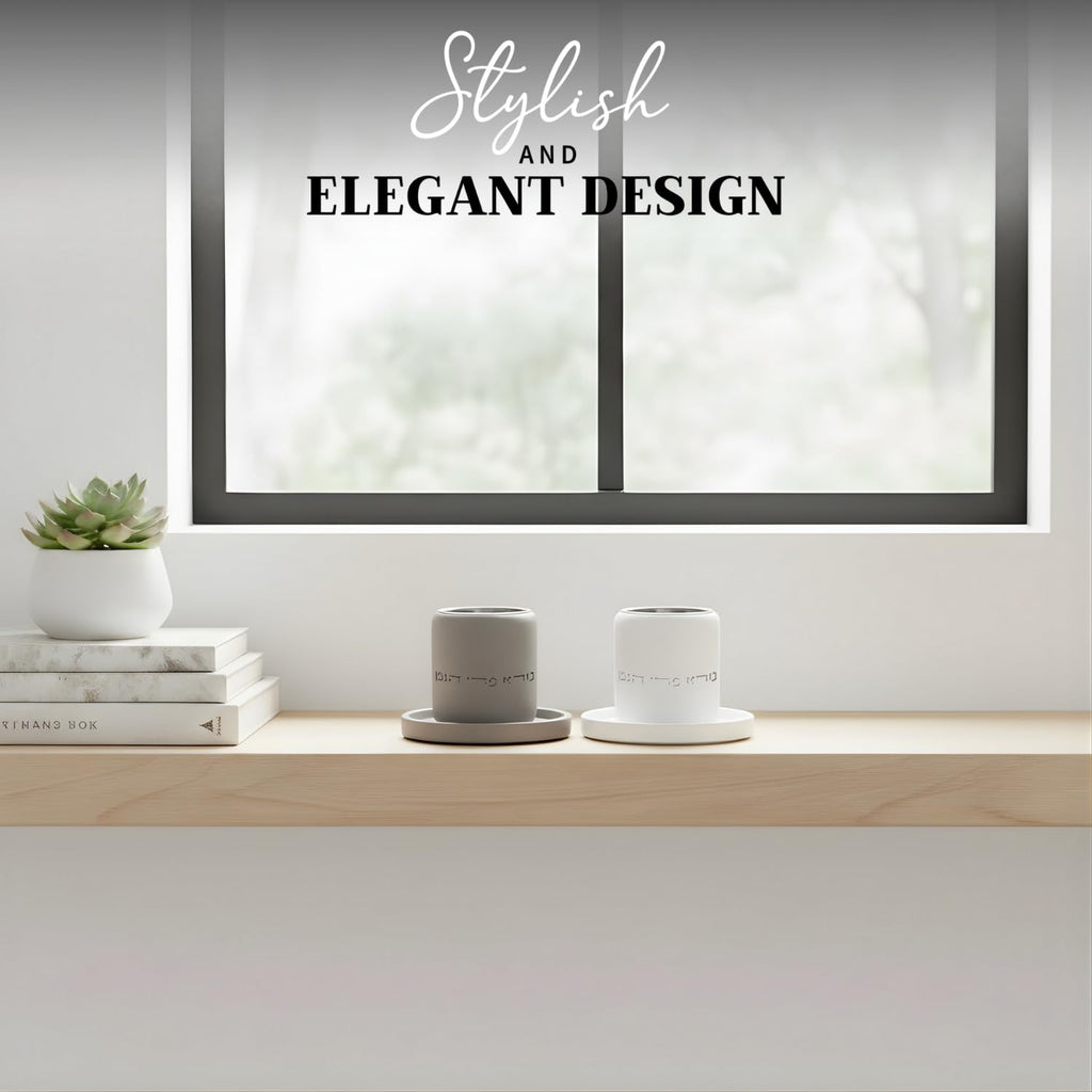 SURI Kiddush Cup – Natural Concrete Jewish Kiddush Cups for Shabbat, Holidays & Wedding | Comes in Gray & White | Elegant Modern Judaica Gift Cup for Wine & Blessing