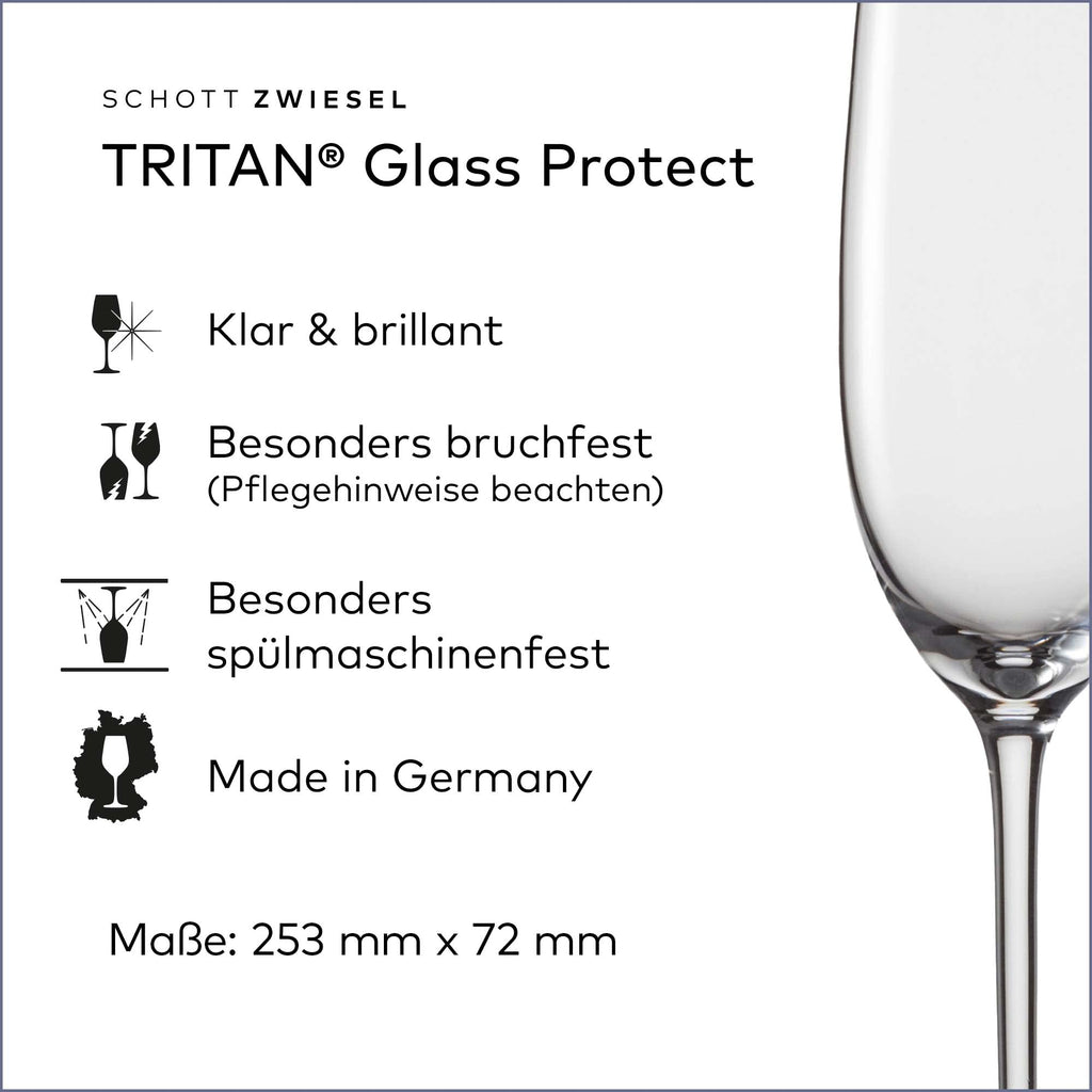 Schott Zwiesel Vinos Champagne Glasses (Set of 4), Graceful Champagne Glasses with Moussing Point, Dishwasher Safe Tritan Crystal Glasses, Made in Germany (Item No. 130010), Crystal