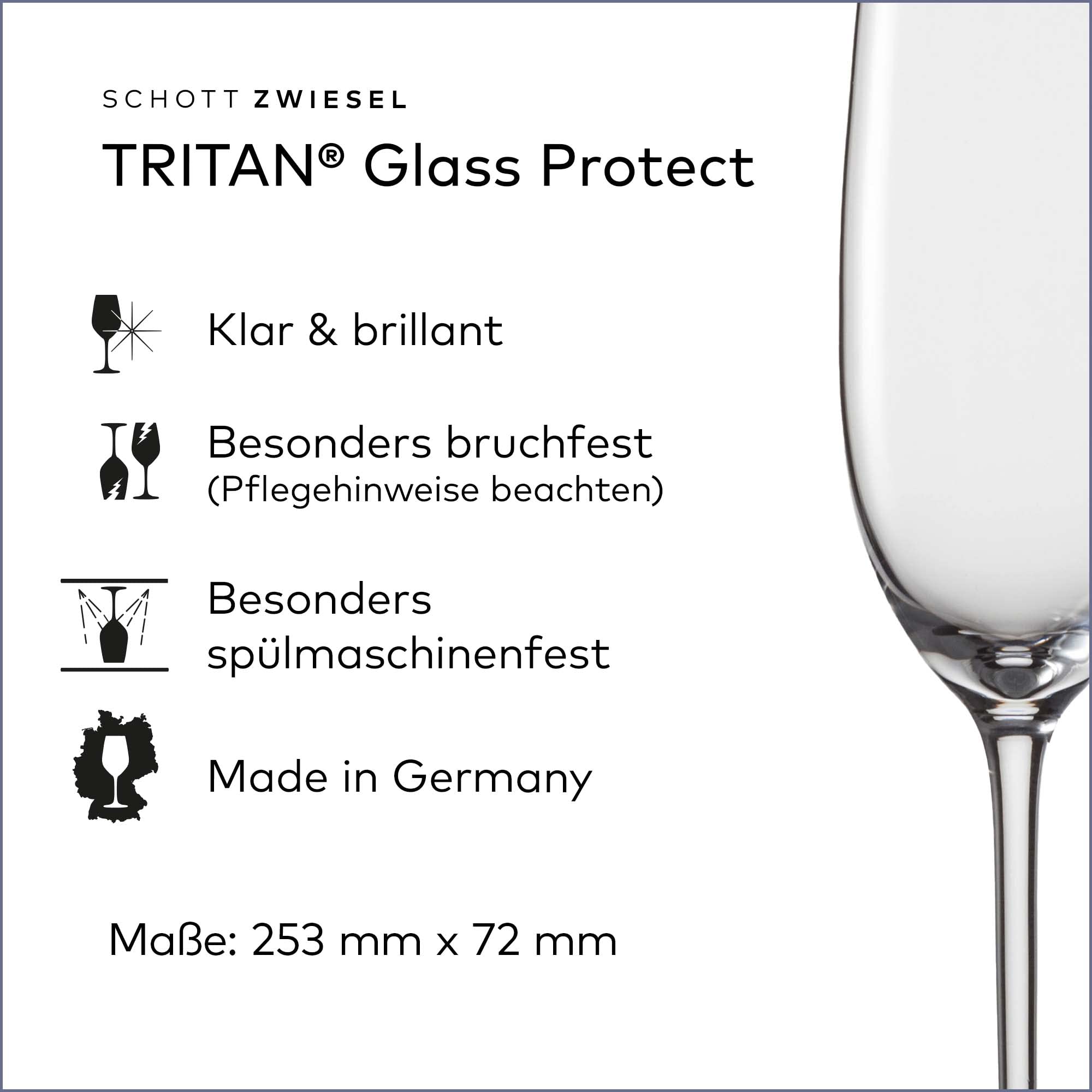 Schott Zwiesel Vinos Champagne Glasses (Set of 4), Graceful Champagne Glasses with Moussing Point, Dishwasher Safe Tritan Crystal Glasses, Made in Germany (Item No. 130010), Crystal