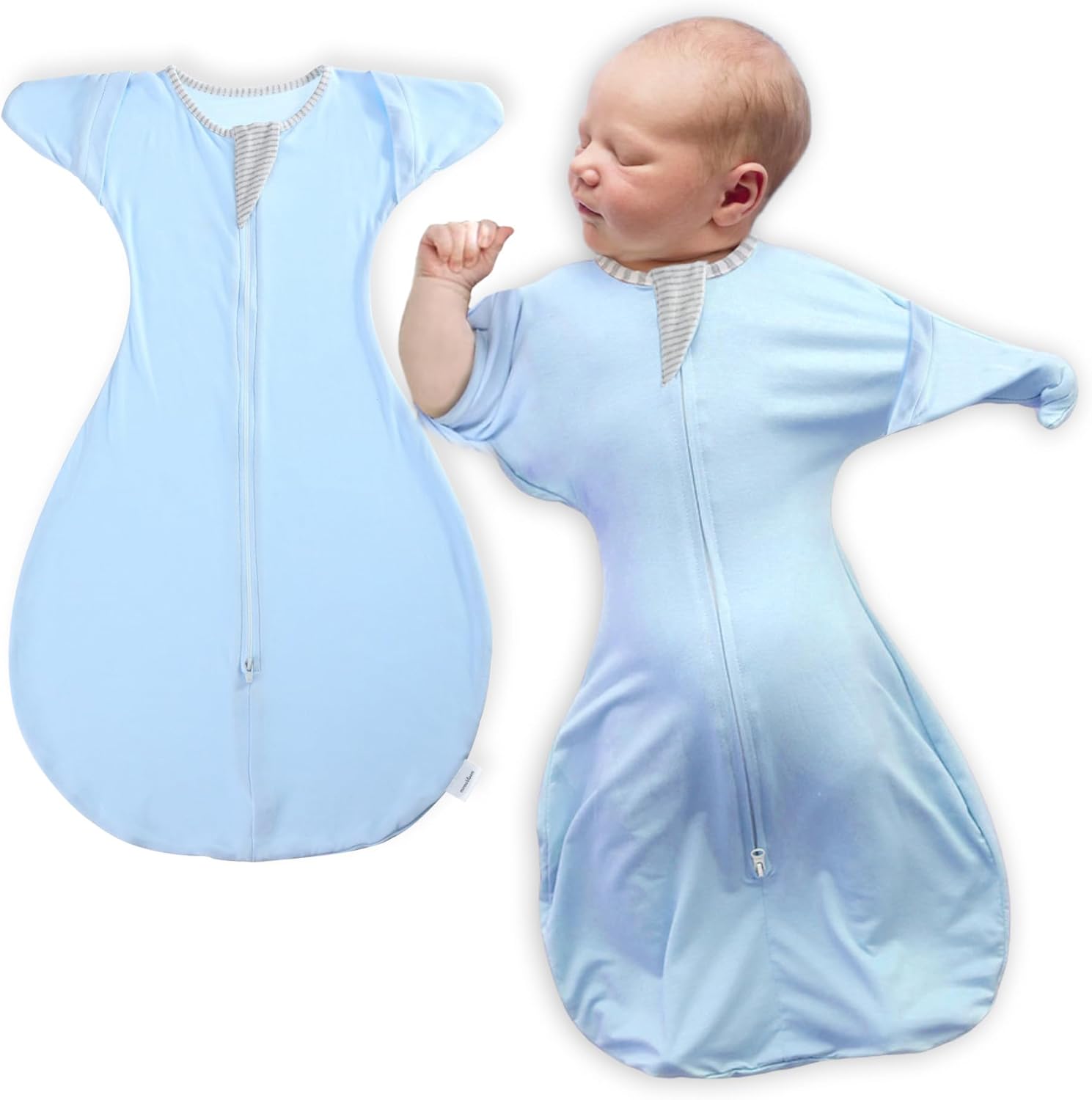 Skiennix Baby Sleep Swaddle - 2-Way Zipper Sleep Sack for Newborns (Honey Cream, Small 0-3M)