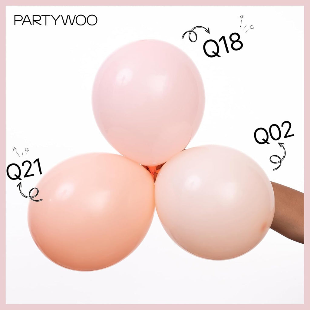 PartyWoo Baby Pink Balloons - 140-Piece Pastel Balloon Arch Kit for Weddings & Baby Showers