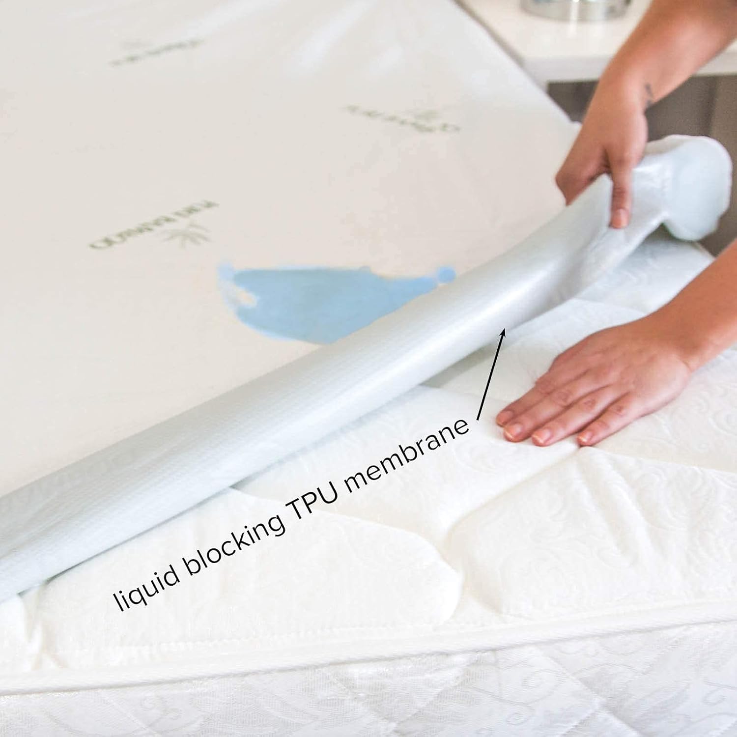 PURE BAMBOO Queen Mattress Protector - Waterproof & Breathable Viscose Cover, Noiseless & Stain-Resistant