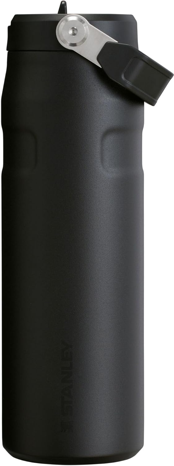 Stanley IceFlow 24 OZ Water Bottle - Insulated Stainless Steel with Built-In Straw | Lightweight & Leak-Resistant | Black